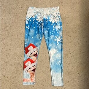 Women's Festive Snowflake Leggings - Blue